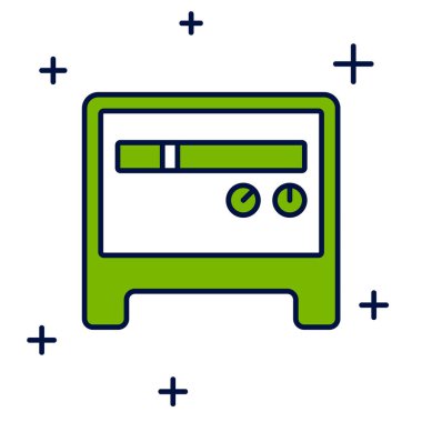 Doldurulmuş Gitar Yükseltici simgesi beyaz arkaplanda izole edildi. Müzik aleti. Vektör.