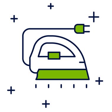 Beyaz zemin üzerinde izole edilmiş elektrik direği simgesi. Buhar ütüsü. Vektör.