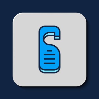 Lütfen mavi arkaplanda izole edilmiş simgeyi rahatsız etmeyin. Otel Kapısı Askısı Etiketleri. Vektör.