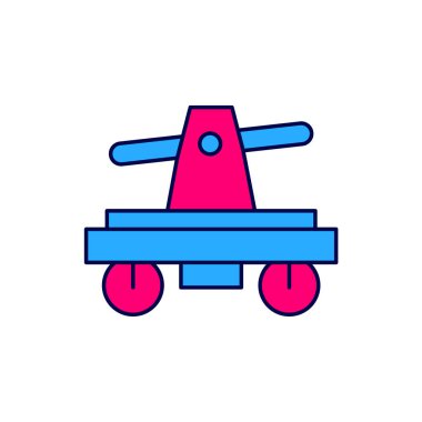 Doldurulmuş Draisine el arabası tren yolu taşımacılığı simgesi beyaz arkaplanda izole edildi. Vektör.