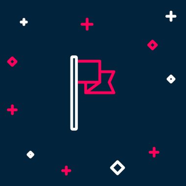 Satır Bayrağı simgesi mavi arkaplanda izole edildi. Yer belirleyici sembol. Renkli taslak konsepti. Vektör.