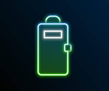 Parlayan neon hattı Polis saldırı kalkanı ikonu siyah arka planda izole edildi. Renkli taslak konsepti. Vektör.