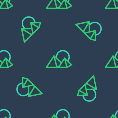 Mısır Piramitleri çizgisi ikonu mavi arka planda izole edilmiş pürüzsüz desen. Antik Mısır 'ın sembolü. Vektör.