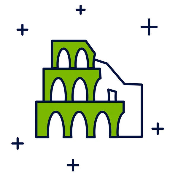 Esboço Preenchido Coliseu Roma Itália Ícone Isolado Sobre Fundo Branco — Vetor de Stock