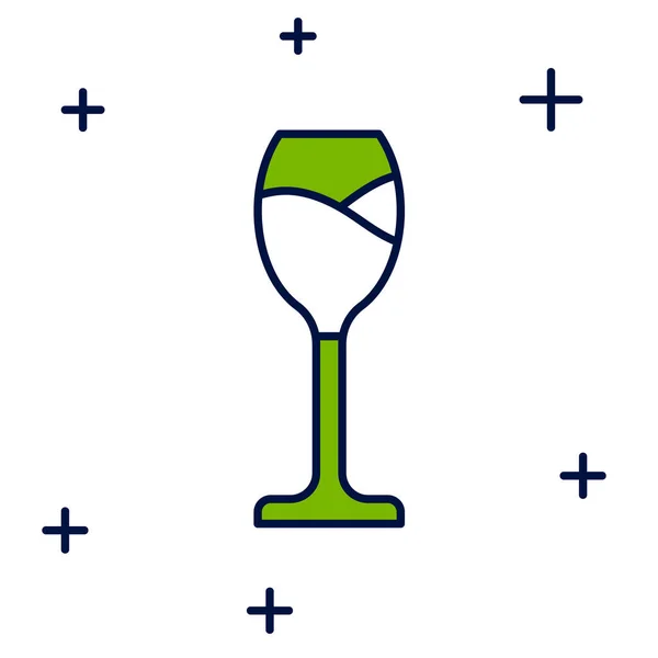 Riempito Contorno Icona Del Bicchiere Vino Isolato Sfondo Bianco Icona — Vettoriale Stock