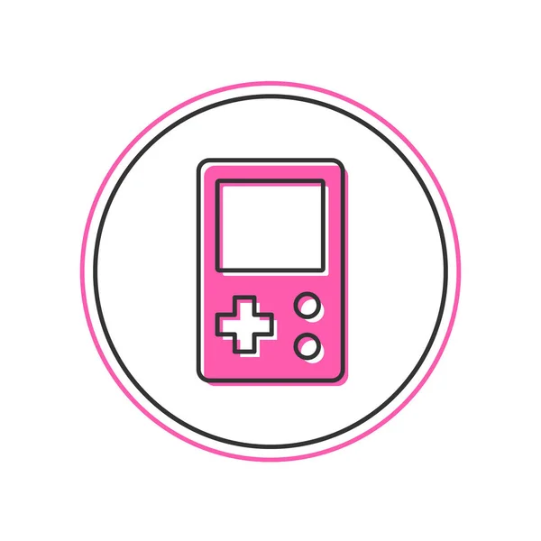 Πλήρες Περίγραμμα Portable Tetris Ηλεκτρονικό Εικονίδιο Παιχνιδιού Απομονωμένο Λευκό Φόντο — Διανυσματικό Αρχείο