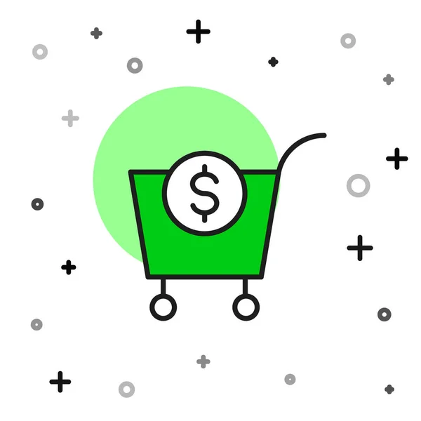 Filled Outline Shopping Cart Dollar Symbol Icon Isolated White Background — Image vectorielle