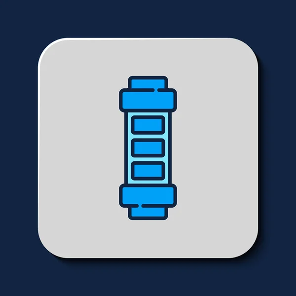 Заполненный Контур Индикатор Уровня Заряда Батареи Значок Изолирован Синем Фоне — стоковый вектор