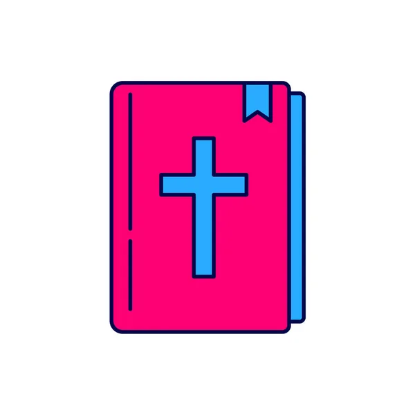 Contour Rempli Icône Livre Bible Saint Isolé Sur Fond Blanc — Image vectorielle