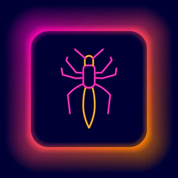 Glödande Neon Linje Spider Ikon Isolerad Svart Bakgrund Glad Halloweenfest — Stock vektor