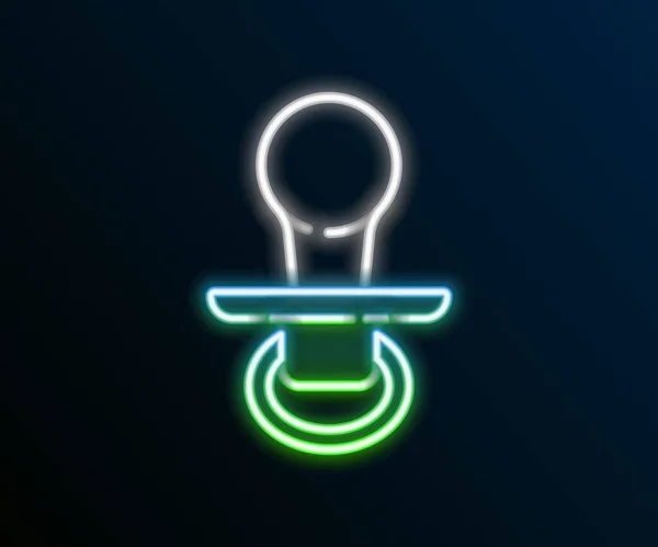 Leuchtende Neon Linie Baby Schnuller Symbol Isoliert Auf Schwarzem Hintergrund — Stockvektor