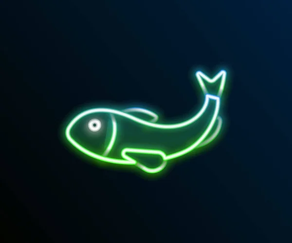 Светящаяся Неоновая Линия Значок Сушеной Рыбы Выделен Черном Фоне Красочная — стоковый вектор
