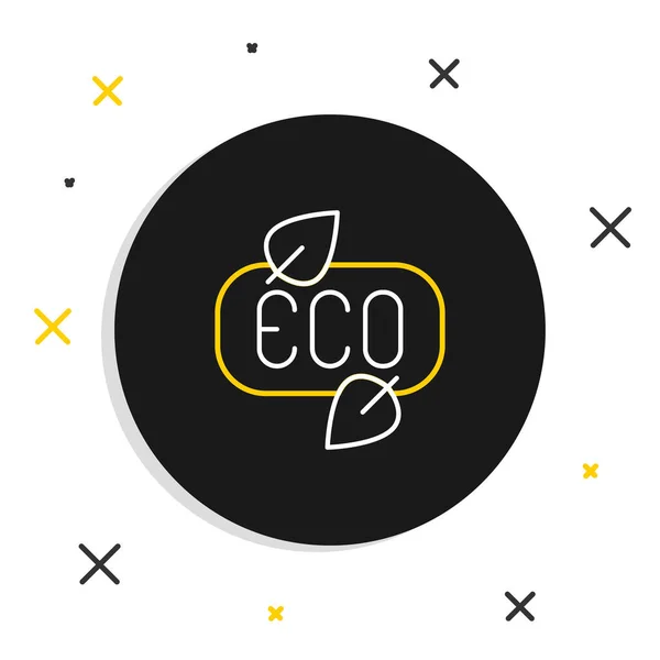 Linia Liść Eco Symbol Ikona Izolowane Białym Tle Baner Etykieta — Wektor stockowy