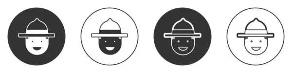 Negro Canadiense Sombrero Guardabosques Icono Uniforme Aislado Sobre Fondo Blanco — Archivo Imágenes Vectoriales