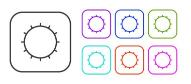 Siyah çizgi Sun simgesi beyaz arkaplanda izole edildi. Simgeleri renklendirin. Vektör.