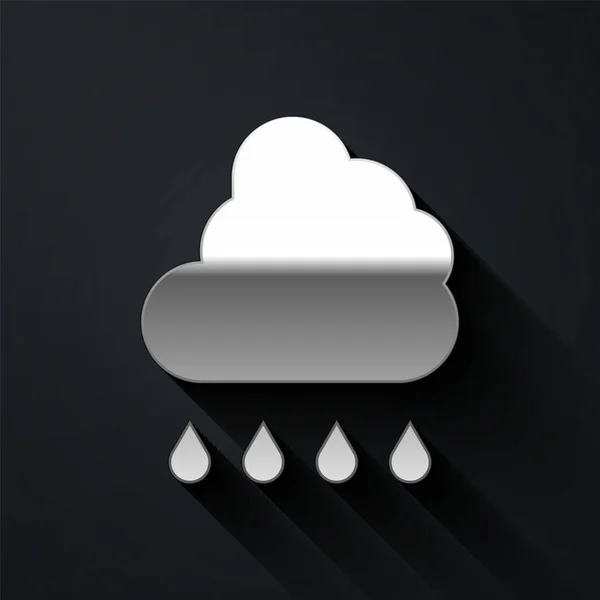 Silver Cloud Εικονίδιο Βροχής Απομονωμένο Μαύρο Φόντο Βροχή Σύννεφο Βροχόπτωση — Διανυσματικό Αρχείο