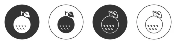 Ikone Der Schwarzen Orangen Auf Weißem Hintergrund Kreis Taste Vektor — Stockvektor