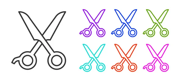 Black Line Scissors Friseursymbol Isoliert Auf Weißem Hintergrund Friseur Modesalon — Stockvektor
