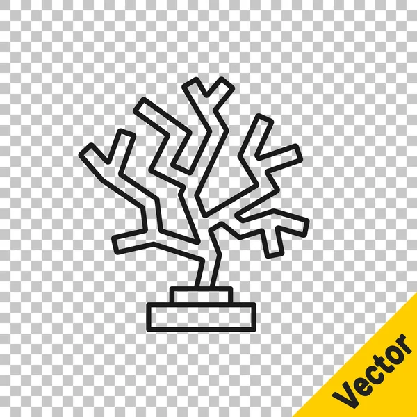 Schwarze Linie Coral Symbol Isoliert Auf Transparentem Hintergrund Vektor — Stockvektor