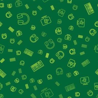 Satır kulaklıkları ayarlayın. Müzik sentezleyicisi ve nota tonu kusursuz düzende. Vektör.