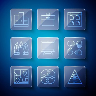 Çizgi Katlanmış Haritayı konum Piramit grafiği bilgi grafiği tarayıcı dosyaları Bilgisayar Büyümesini izler ve kazanan podyum ve Proje ekibi taban simgesi üzerine ilerleme ödülünü belirler. Vektör.