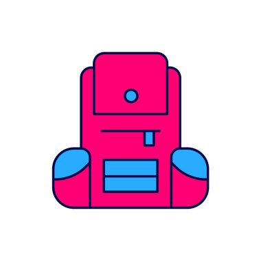 Doldurulmuş Yürüyüş sırt çantası simgesi beyaz arkaplanda izole edildi. Kamp ve dağ gezisi sırt çantası. Vektör.