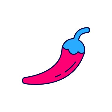 Doldurulmuş Hot chili biber kabuğu simgesi beyaz arkaplanda izole edilmiş. Market, mutfak ürünleri, baharat ve baharat paketi, yemek kitabı için tasarım. Vektör.