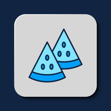 Doldurulmuş karpuz simgesi mavi arkaplanda izole edildi. Vektör.