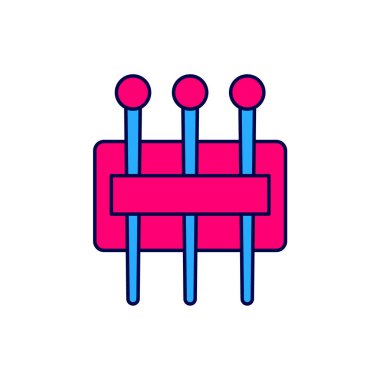 Dikiş ikonu için doldurulmuş iğne beyaz arkaplanda izole edilmiş. Terzi sembolü. Tekstil el sanatları tabelasını diker. Nakış aletleri. Vektör.