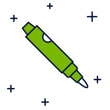 Doldurulmuş İşaretleyici kalem simgesi beyaz arkaplanda izole edildi. Vektör.