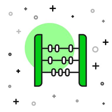 Beyaz arkaplanda izole edilmiş ana hatlı Abaküs simgesi. Geleneksel sayım çerçevesi. Eğitim işareti. Matematik okulu. Vektör.