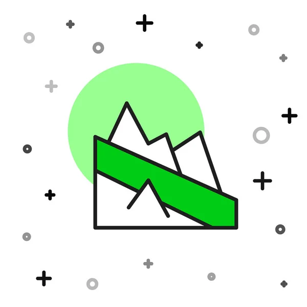 Filled Outline Mountain Descent Icon Isolated White Background Symbol Victory — Archivo Imágenes Vectoriales