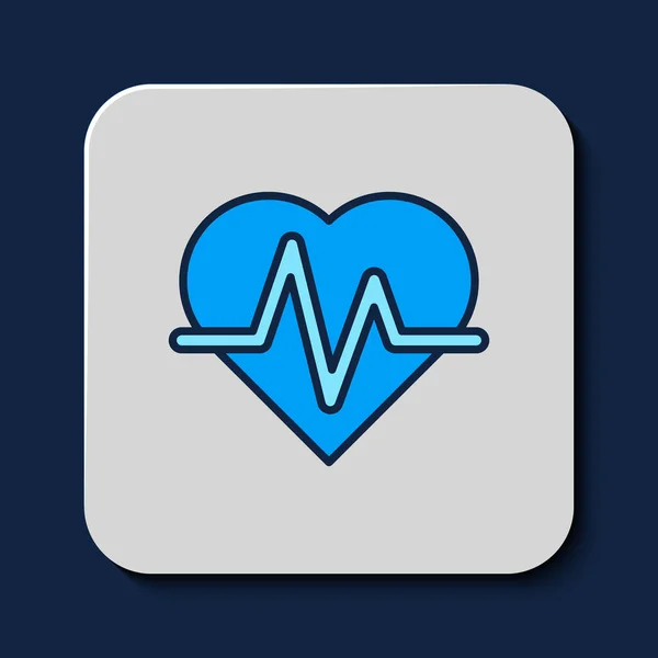 Filled Outline Heart Rate Icon Isolated Blue Background Heartbeat Sign — Διανυσματικό Αρχείο