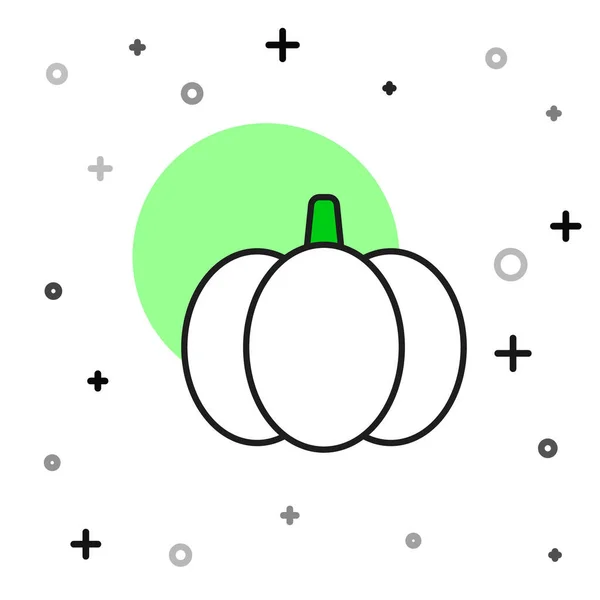 Töltve Körvonal Pumpkin Ikon Elszigetelt Fehér Háttérrel Boldog Halloween Partit — Stock Vector