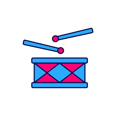 Ana hatlarıyla doldurulmuş davul bageti simgesi beyaz arkaplanda izole edilmiş. Müzik işareti. Müzik aleti sembolü. Vektör.