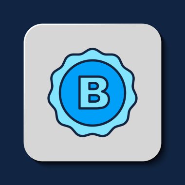 Mavi arka planda izole edilmiş bira simgesiyle doldurulmuş bir şişe kapağı. Vektör.