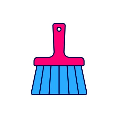 Doldurulmuş süpürge sapı simgesi beyaz arkaplanda izole edildi. Temizlik hizmeti konsepti. Vektör.