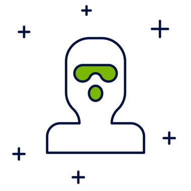 Doldurulmuş taslak Hırsız maskesi simgesi beyaz arkaplanda izole edildi. Haydut maskesi, suçlu adam. Vektör.