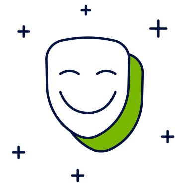 Doldurulmuş Komedi Maskesi simgesi beyaz arka planda izole edilmiş. Vektör.