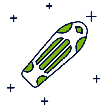 Doldurulmuş kaykay güvertesi simgesi beyaz arkaplanda izole edildi. Olağanüstü bir spor. Spor malzemeleri. Vektör.