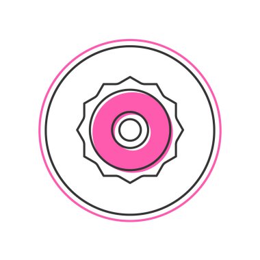 Beyaz arkaplanda izole edilmiş yuvarlak testere ağzı simgesi. Testere tekerleği. Vektör.