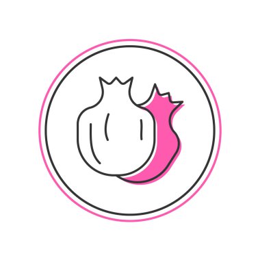 Beyaz arkaplanda izole edilmiş ana hatlı nar ikonu. Garnet meyvesi. Vektör.