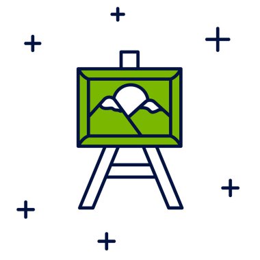 Beyaz arkaplanda izole edilmiş ana hatlı resim simgesi. Açık arttırma teklifi. Satış ve alıcılar. Vektör.