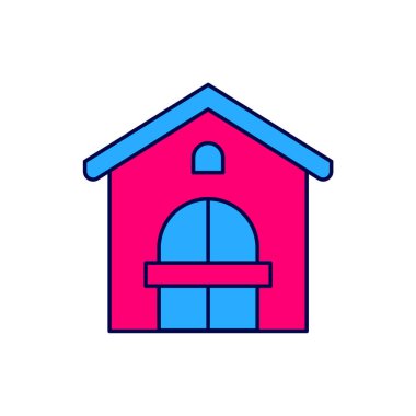 Beyaz arka planda izole edilmiş ana hatlı çiftlik evi simgesi. Vektör.