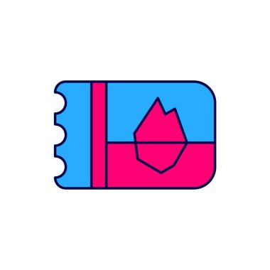 İzlanda simgesinde doldurulan Bilet beyaz arka planda izole edildi. Vektör.