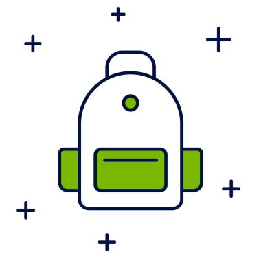 Doldurulmuş okul sırt çantası simgesi beyaz arkaplanda izole edildi. Vektör.