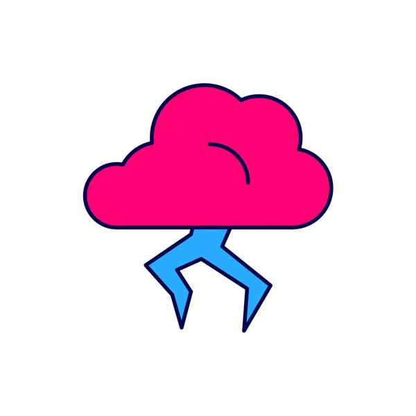 記入されたアウトライン白い背景に隔離されたストームアイコン 雲と雷の標識 嵐の天気アイコン ベクトル — ストックベクタ