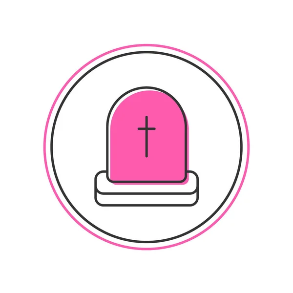 Filled Outline Tombstone Rip Written Icon Isolated White Background Grave — Stock Vector