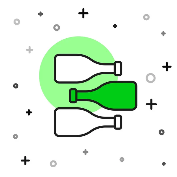 Filled Outline Bottles Wine Icon Isolated White Background Vector — Stock Vector