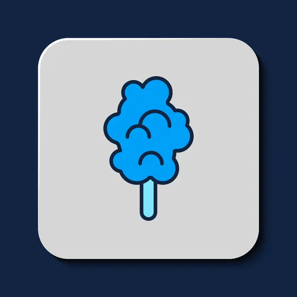 Esquema Relleno Icono Algodón Azúcar Aislado Sobre Fondo Azul Vector — Archivo Imágenes Vectoriales